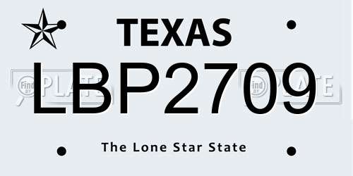 LBP2709 Texas License Plate