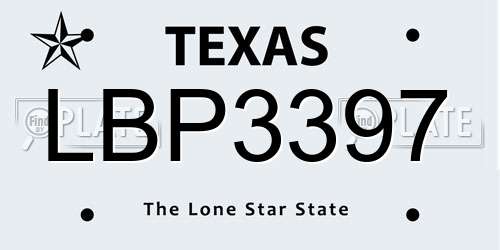LBP3397 Texas License Plate