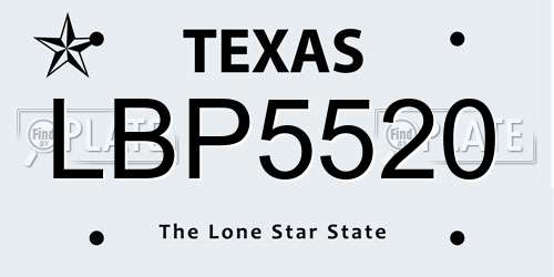 LBP5520 Texas License Plate