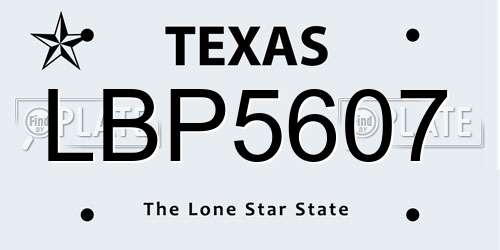LBP5607 Texas License Plate