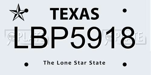 LBP5918 Texas License Plate