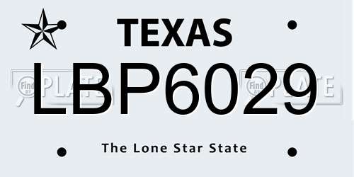 LBP6029 Texas License Plate