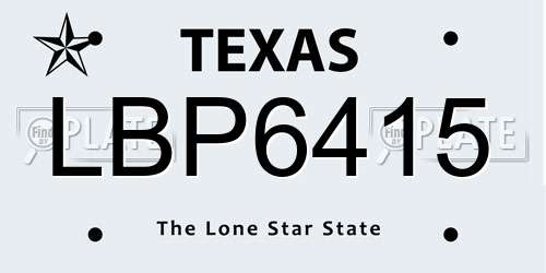 LBP6415 Texas License Plate