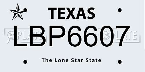 LBP6607 Texas License Plate