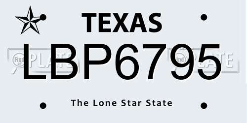 LBP6795 Texas License Plate