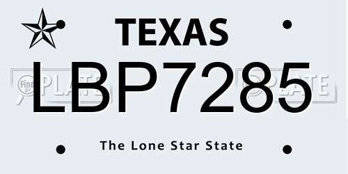 LBP7285 Texas License Plate