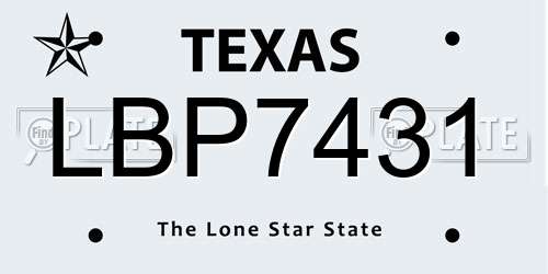 LBP7431 Texas License Plate
