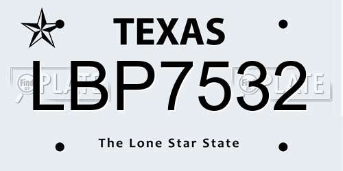 LBP7532 Texas License Plate