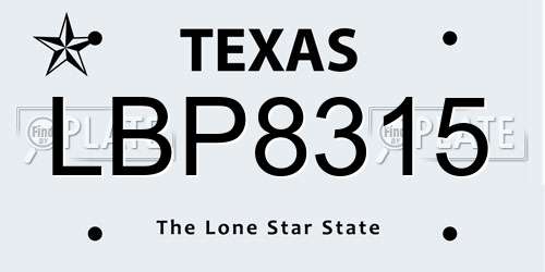 LBP8315 Texas License Plate