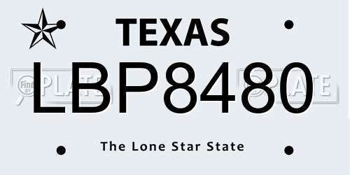LBP8480 Texas License Plate