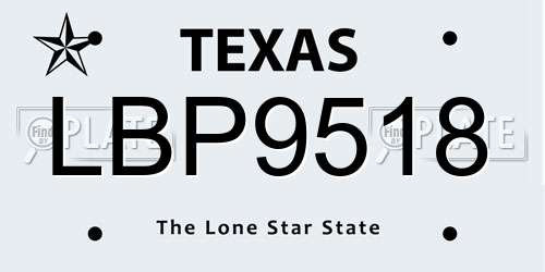 LBP9518 Texas License Plate