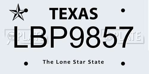 LBP9857 Texas License Plate