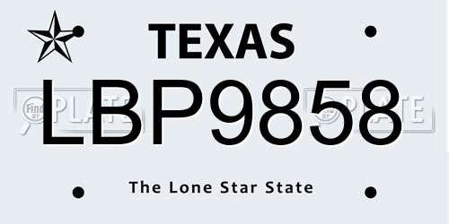 LBP9858 Texas License Plate