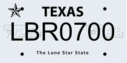 LBR0700 Texas License Plate