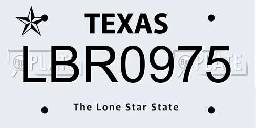 LBR0975 Texas License Plate