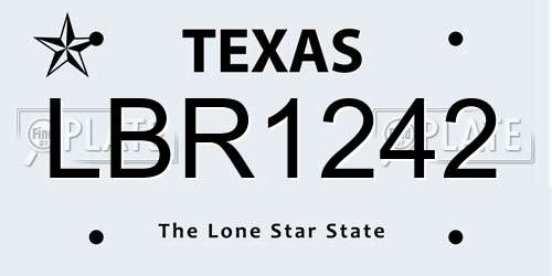 LBR1242 Texas License Plate