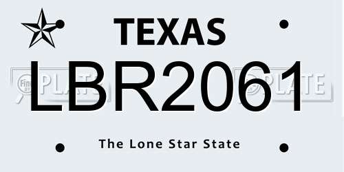 LBR2061 Texas License Plate