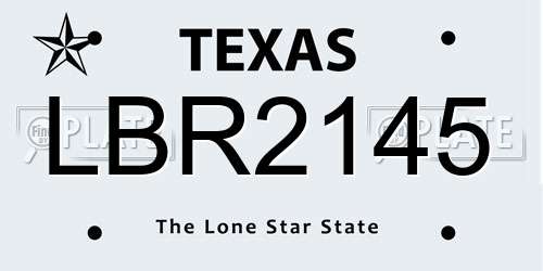 LBR2145 Texas License Plate