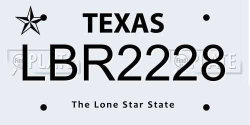 LBR2228 Texas License Plate