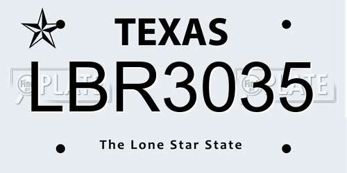 LBR3035 Texas License Plate