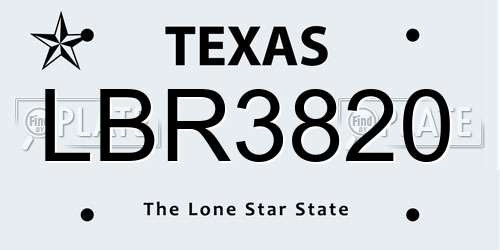 LBR3820 Texas License Plate