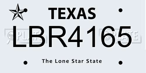 LBR4165 Texas License Plate