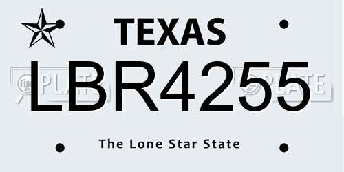 LBR4255 Texas License Plate