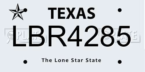 LBR4285 Texas License Plate