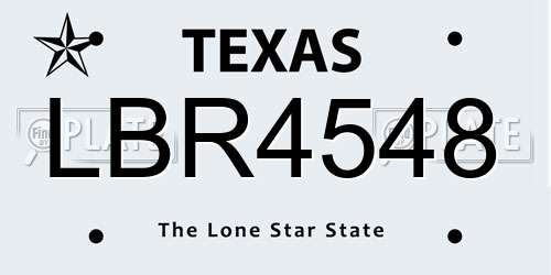 LBR4548 Texas License Plate