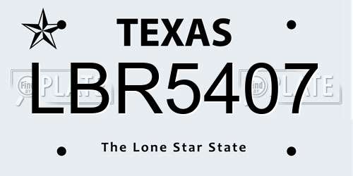 LBR5407 Texas License Plate