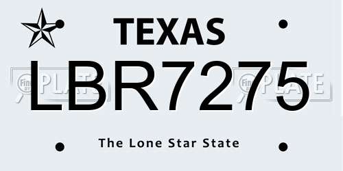 LBR7275 Texas License Plate