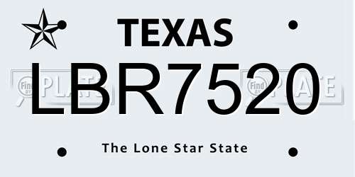 LBR7520 Texas License Plate
