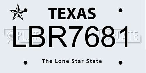 LBR7681 Texas License Plate