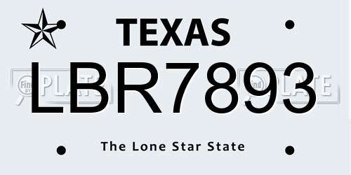 LBR7893 Texas License Plate