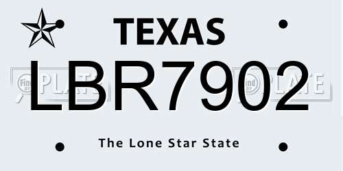 LBR7902 Texas License Plate