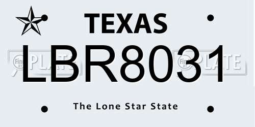 LBR8031 Texas License Plate