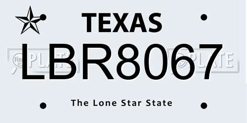 LBR8067 Texas License Plate