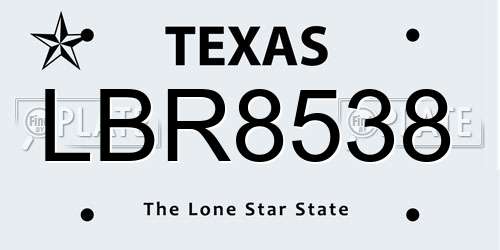 LBR8538 Texas License Plate
