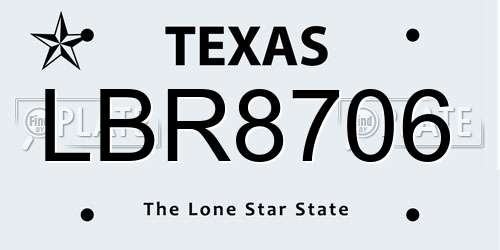 LBR8706 Texas License Plate