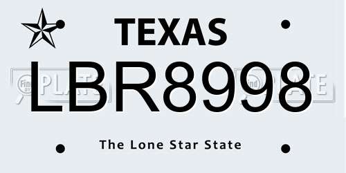 LBR8998 Texas License Plate