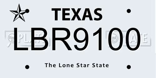 LBR9100 Texas License Plate