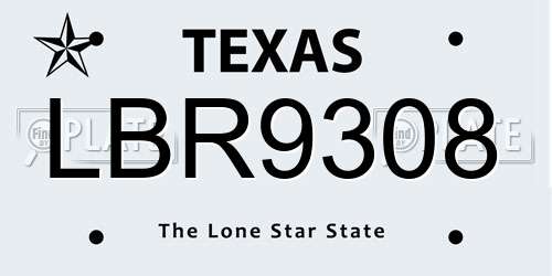 LBR9308 Texas License Plate