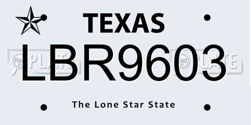 LBR9603 Texas License Plate