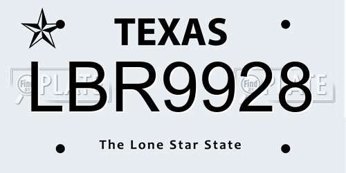 LBR9928 Texas License Plate