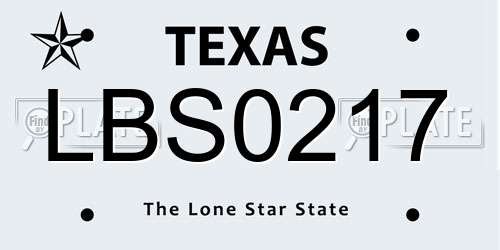 LBS0217 Texas License Plate