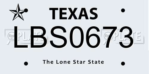 LBS0673 Texas License Plate