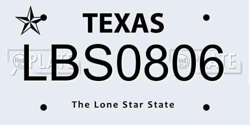 LBS0806 Texas License Plate