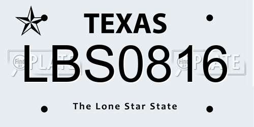 LBS0816 Texas License Plate