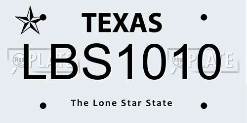 LBS1010 Texas License Plate