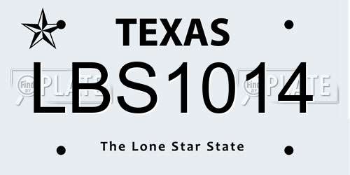 LBS1014 Texas License Plate